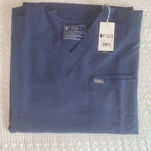 Figs Leon Three-Pocket Scrub Top Mens Blue/Grey  XXL